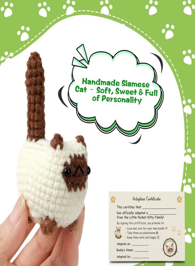 JULEASEL Little Pocket Kitty, Knitted Siamese Cat in Tin Box, DIY Pet Kitty Adoption, Travel Buddy, Cute Mini Gift for Cat Lovers & Friends - Image 3